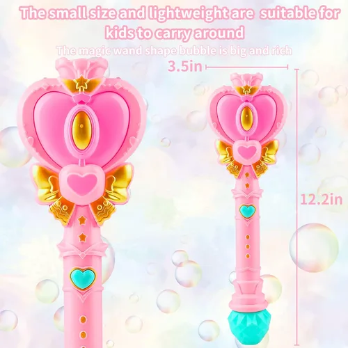 Miniatura 2 de Varita de Burbujas para Niños Máquina Sopladora de Burbujas Corazón de Princesa Varita con Luz Pascua Navidad Cesta Rellenos de Calcetín Juguetes al