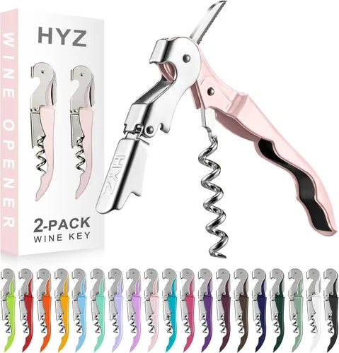 Miniatura 17 de HYZ Paquete de 2 sacacorchos para camarero, llave de vino profesional para servidores, camarero con cortador de lámina, abridor manual de botellas