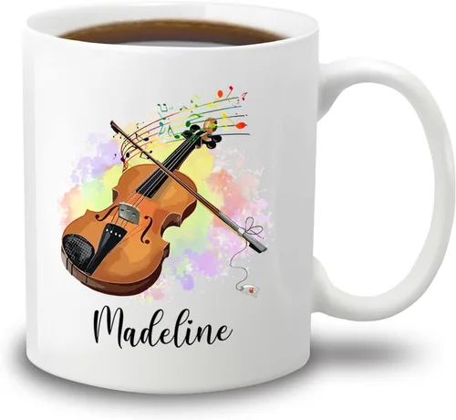 Miniatura 8 de Taza de café blanca con nombre personalizado para reproductor de piano, 11 y 15 onzas, taza de café con instrumento musical de piano, regalos