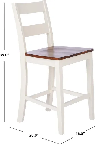 Miniatura 10 de SAFAVIEH Home Collection Yuri Taburete blanco y natural de 24 pulgadas (juego de 2)