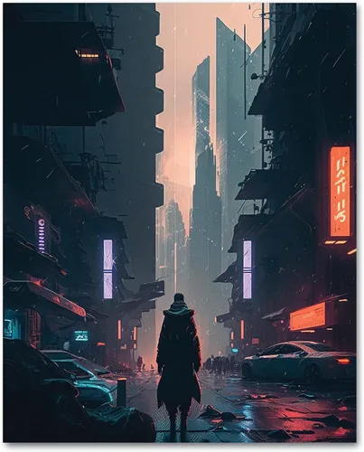 Miniatura 8 de My Vinyl Story Póster impreso de Ciudad Cyber Punk City para decoración de pared, arte de pared moderno, decoración estética, impresiones de 16 x 20