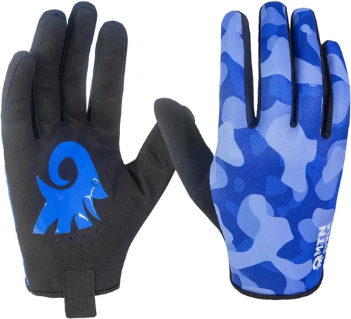 MTN Style Guante de ciclismo de montaña, camuflaje azul, ciclismo, motocross, MTB, BMX, dedo completo, transpirable, ligero, pantalla táctil