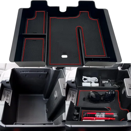 Miniatura 12 de Bandeja organizadora de consola central se adapta a accesorios para GMC Sierra/Chevy Silverado 1500 2019-2022, Silverado/Sierra 2500 HD/3500 HD