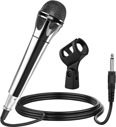5 CORE Micrófono dinámico vocal de mano, micrófono cardioide unidireccional con interruptor de encendido y apagado + cable de audio XLR para cantar,