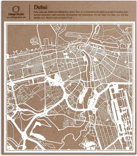 Miniatura 140 de O3 Design Studio Aberdeen - Mapa de papel cortado en papel blanco de 12 x 12 pulgadas
