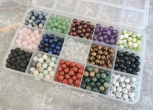 Miniatura 4 de 750 cuentas de piedra redonda natural real, cristales lisos, piedras preciosas sueltas, multicolor, mezcladas para hacer joyas, pulseras, collares