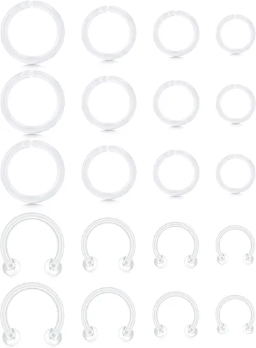 D.Bella Retenedores de piercing de tabique transparentes 16G, anillos de tabique acrílicos, bioflex, labio, ceja, oreja, nariz, cartílago, hélix,