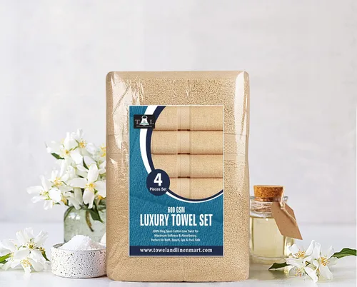 Miniatura 2 de Towel and Linen Mart - Juego de 4 toallas de baño, color beige, tacto suave, lujoso, secado rápido, extra absorbente, 100% algodón hilado en anillo
