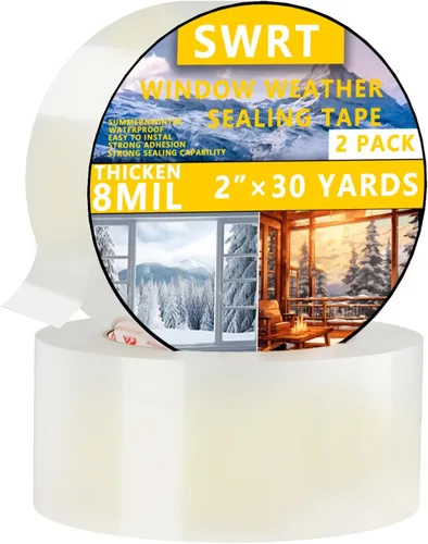 Miniatura 10 de SWRT 2 pulgadas x 27 metros 8 mil Cinta transparente resistente para sellado de ventanas, sin residuos, aislamiento de ventana para invierno