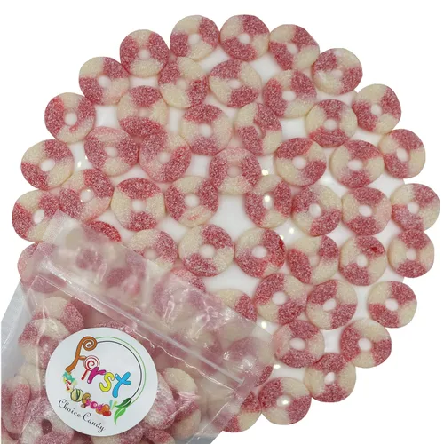 FirstChoiceCandy Anillos de goma (mini fresa agria, 2 libras (paquete de 1))