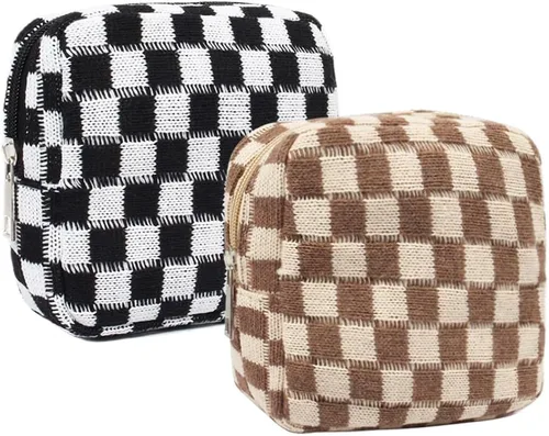 Miniatura 12 de 2 mini bolsas de maquillaje, pequeñas bolsas de maquillaje para bolso, bolsa de cosméticos con bolsillos deslizantes, pequeña bolsa de aseo de viaje