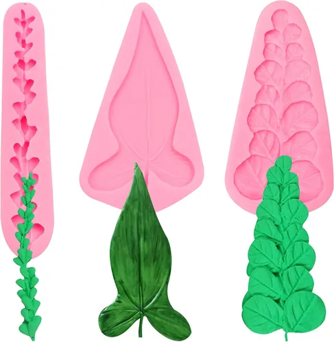 Miniatura 11 de Moldes grandes para fondant de hojas de tortuga, moldes de silicona para plantas de helecho de palma hawaiana, moldes de chocolate para hornear