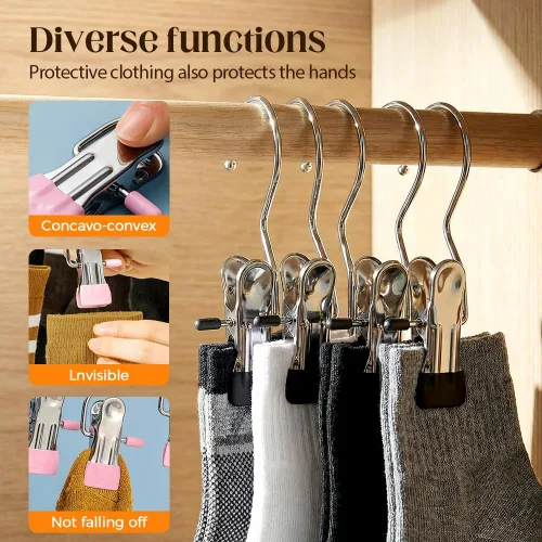 Miniatura 4 de Ganchos de Viaje Colgantes Ahorradores de Espacio para Pinzas de Ropa, Sombreros y Pantalones, Ganchos de Acero Inoxidable para Botas, Clips Negro
