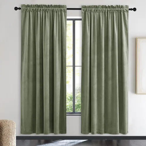 Miniatura 95 de NICETOWN Cortinas opacas de terciopelo extralargas negras de 120 pulgadas de largo para telón de fondo, cortinas de terciopelo con aislamiento Serie