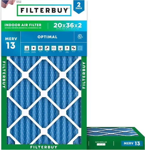 Miniatura 58 de Filterbuy Filtro de aire MERV 13 de 8 x 14 x 1 pulgadas, protección óptima contra el humo y la alergia (paquete de 2), filtros electrostáticos