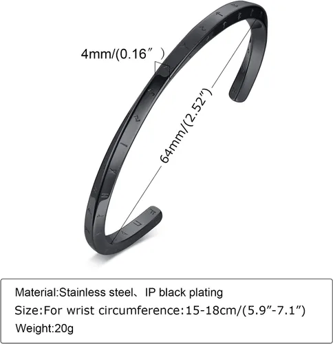Miniatura 5 de VNOX Pulsera de joyería vikinga nórdica para hombre y mujer, pulsera nórdica vikinga nórdica de 24 runas del alfabeto, pulsera mobius torcida
