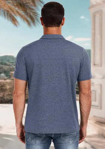 Miniatura 3 de PEGENO Camisetas Polo para Hombre de Manga Corta Camisetas de Golf de Algodón Casual Camisetas Polo de Rendimiento para Hombre