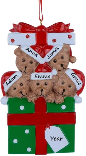 Miniatura 8 de Adornos de Navidad familiares personalizados 2023 – Adorno de Navidad de familia de 2 osos – Decoración de árbol de caja de regalo de oso