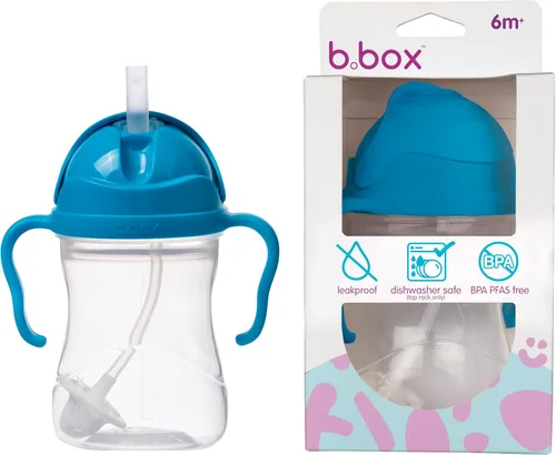 Miniatura 10 de b.box Vaso para sorber con popote pesado. Bebe desde cualquier ángulo, a prueba de fugas, a prueba de derrames, fácil agarre. Sin BPA, apto