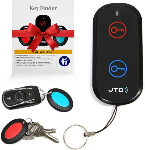 JTD Localizador de llaves con sonido, buscador remoto – 2 receptores, 1 llavero de seguimiento de coche, 85 dB de ruido, rastreador de rango de 131