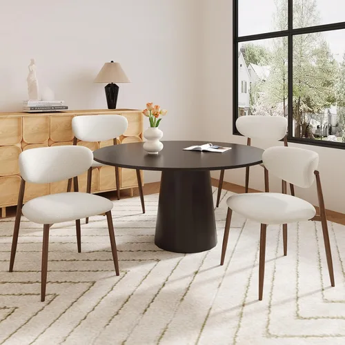 Miniatura 7 de MALOL Juego de 2 sillas de comedor, sillas de comedor tapizadas con patas de metal y almohadillas antideslizantes, silla de cocina con respaldo Beige
