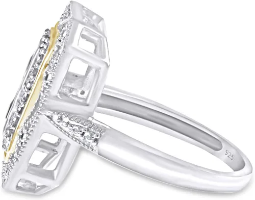Miniatura 4 de Anillo Art Deco de plata de ley con detalles de diamante natural blanco y rubí creado