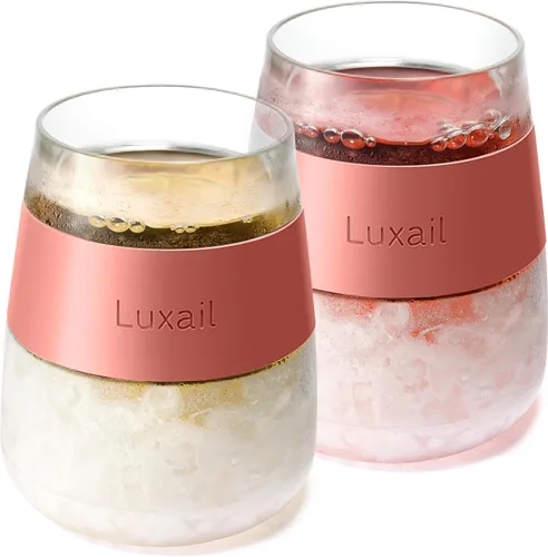 Miniatura 10 de luxail - Copas de vino de plástico, juego de 2, regalos de vino, vasos aislados de doble pared para el congelador, vasos sin tallo para vino tinto