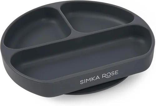 Simka Rose Platos de succión para bebés y niños pequeños, platos de silicona, sin BPA, diseño dividido, apto para microondas y lavavajillas, Sombra
