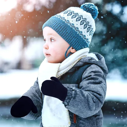 Miniatura 73 de ONESING 5 pares de guantes de invierno negros para bebés y niñas - Guantes cálidos para recién nacidos