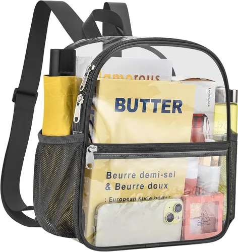 Miniatura 10 de Mochila deportiva transparente para eventos en estadios de 12 x 12 x 6 pulgadas, pequeña para ventiladores, conciertos, playa, trabajo, viajes