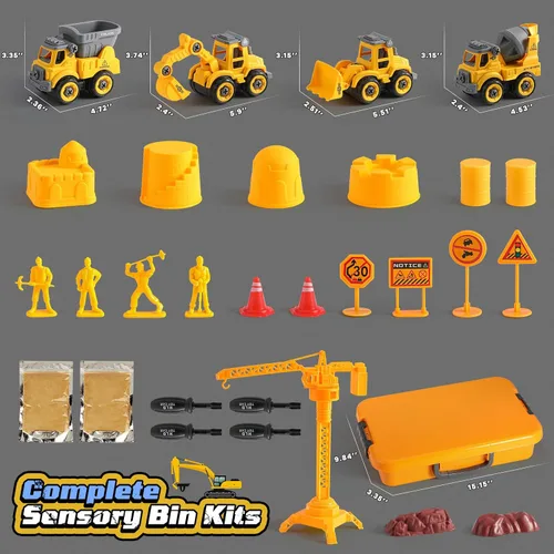 Miniatura 3 de OENUX Juego de construcción de arena, kit de castillo de construcción de playa con arena de juego de 2.2 libras, 4 camiones de construcción