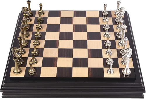 Miniatura 3 de AMEROUS Juego de ajedrez de madera de 12.5 pulgadas con piezas de ajedrez de metal, juego de mesa clásico con rey de 2.5"/almacenamiento para piezas