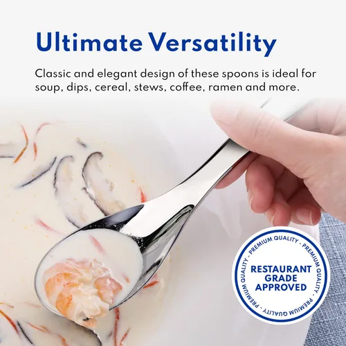 Miniatura 5 de New Star Foodservice 1029062 - Cucharas de sopa de acero inoxidable extra resistentes 18/10, juego de 12
