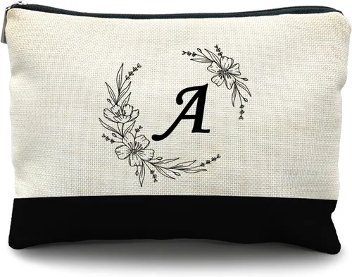 Bolsa de cosméticos para dama de honor, bolsa de maquillaje personalizada, bolsa de maquillaje personalizada con monograma inicial, regalos de dama