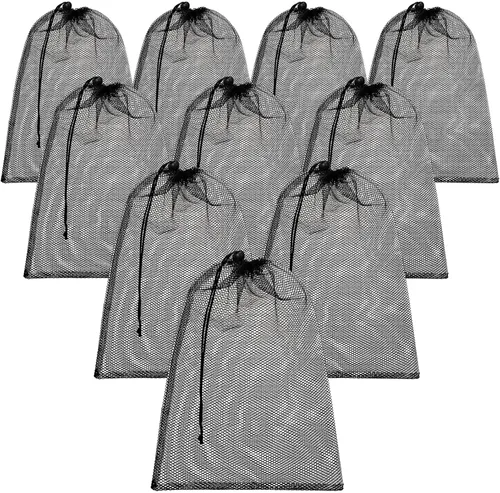 Miniatura 12 de TecUnite 10 Piezas Bolsas de Malla con Cordón Bolsas de Lavandería Grandes de Malla de Nailon Bolsa de Malla para Regalo Apta para Lavavajillas