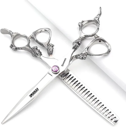 Miniatura 10 de Tijeras profesionales de peluquería de 7, 7.5, 8, 9 pulgadas, para peluquería, peluquería, peluquería, corte de pelo, tijeras de dragón (grande).
