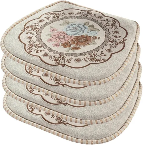 Miniatura 9 de EORNOW Juego de cojines para silla de comedor con lazos, juego de 1/2/4, almohadillas antideslizantes para silla de comedor con funda extraíble