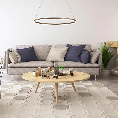 Miniatura 2 de LightInTheBox Moderno candelabro LED con anillo, 23.6 pulgadas, lámpara colgante de halo circular, minimalista, regulable, luz colgante de metal