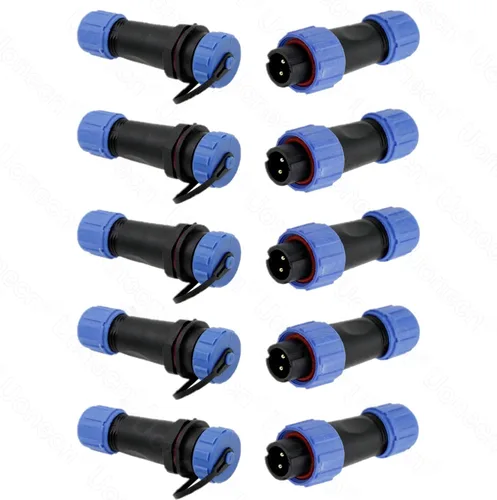 Uonecn SP13 IP68 Impermeable 2 Pin LED Conectores de Alta Potencia 2 Pin Enchufe de Alimentación Kit Circular Kit Macho Enchufe Hembra Socket 5 Sets