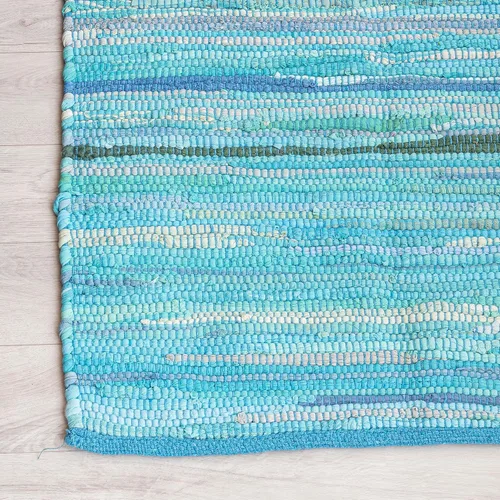 Miniatura 6 de HOMEMONDE Alfombra reversible de trapo de 2 x 6 pies, color verde azulado, de algodón suave, hecha a mano, estilo bohemio, decoración del hogar