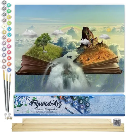 Miniatura 104 de Figured'Art - Juego de pintura por números, lienzo enrollado sin marco, para manualidades, para adultos, 16 x 20 pulgadas, jarrón de peonías