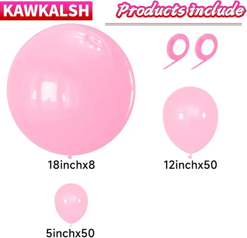 Miniatura 4 de Kit de arco de globos de color rosa claro, 111 piezas de globos de látex de 18, 12 y 5 pulgadas, guirnalda de globos de fiesta para cumpleaños, baby