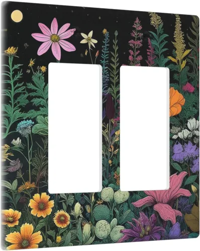 Miniatura 21 de Rainbow in the Clouds - Placas de Pared de Doble Interruptor de 2 Posiciones, Panel de Arte Rosa, Cubierta de Interruptor de Luz, Placa Frontal Arco
