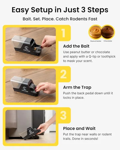 Miniatura 6 de OWLTRA Trampa para ratas de plástico extra grande para interiores y exteriores, 2 unidades, trampa instantánea para matar roedores con entrada
