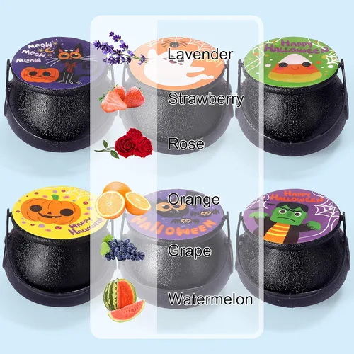 Miniatura 4 de JOYIN Bomba de baño con temática de caldero de bruja de Halloween con juguete esponjoso Mochi, 6 paquetes de bombas de baño de burbujas para niños