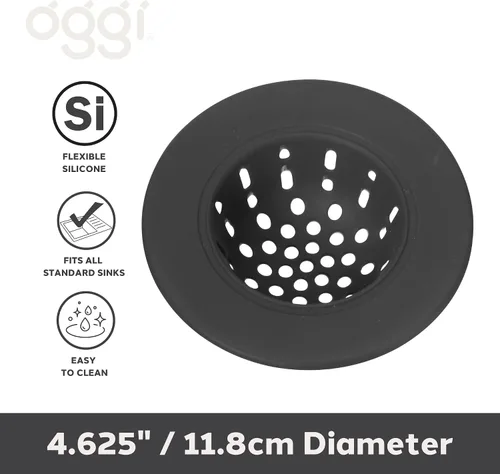 Miniatura 2 de OGGI Colador de silicona para fregadero de cocina, colador de drenaje de fregadero, tapón de drenaje, tapón de fregadero, borde de 4.6 pulgadas