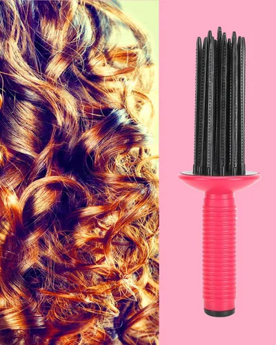 Miniatura 4 de Peine para rizar el cabello, rizador de pelo, rizador de pelo, herramienta de rodillo de maquillaje, peine portátil, antideslizante, cepillo redondo