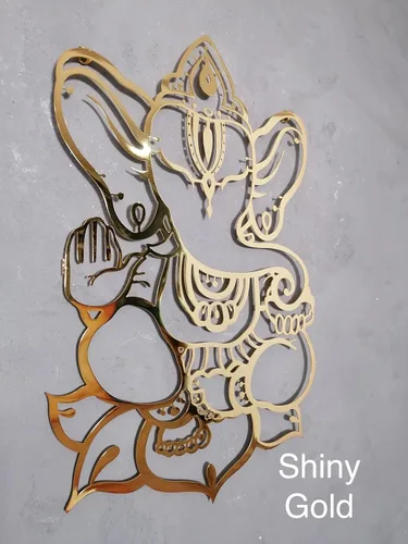 Miniatura 4 de Arte de pared de Ganesha, estatutos y decoraciones de metal - Decoración de elefante hindú e indio para el hogar (Ganesha 1)