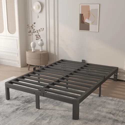 Bases de cama tamaño matrimonial de 10 pulgadas, cama con plataforma y juntas metálicas, no requiere somier, tope antideslizante para colchón,