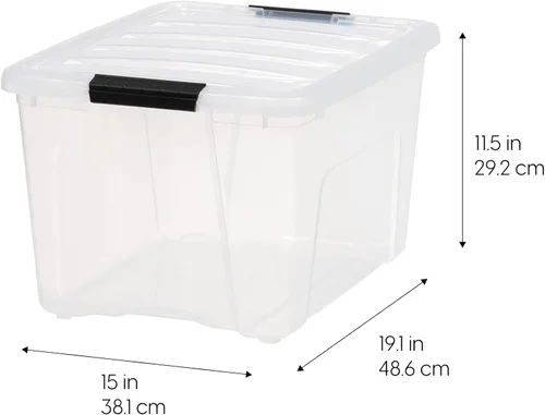 Miniatura 2 de IRIS USA - Contenedores de almacenamiento de plástico apilables de 40 cuartos de galón con tapas y hebillas de cierre, paquete de 4